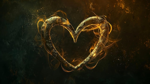 Fiery Heart Shaped Symbol on Dark Background