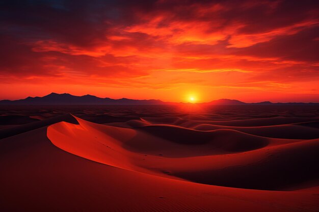 Foto i colori fiammeggianti di un'alba nel deserto