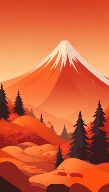 Fiery Majesty The Red and Orange Tinge of the Mountain Landscape