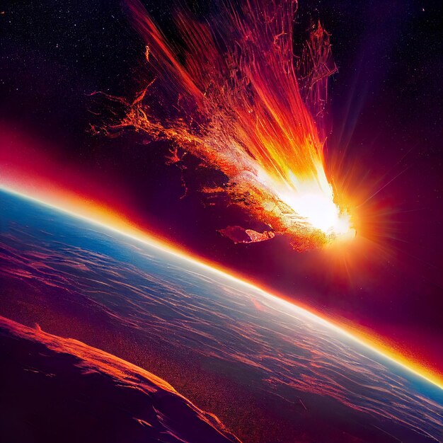 Fiery Meteorite in Earth's atmosphere Digital art