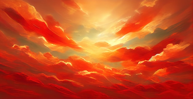 Fiery orange dramatic sunset sky Colorful colors of dawn Incredible beauty A beautiful and colorful abstract nature background Illustration 3d