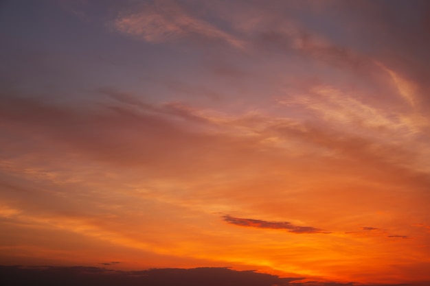 Fiery, orange and red colors sunset sky. Beautiful background