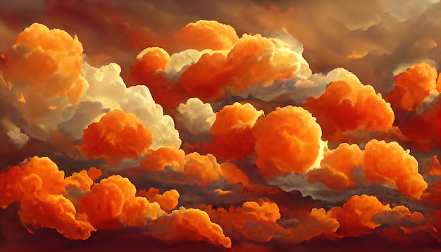 불타는 오렌지 일몰 하늘 새벽의 다채로운 색상 놀라운 아름다움아름답고 다채로운 추상적 인 자연 배경 그림 3d