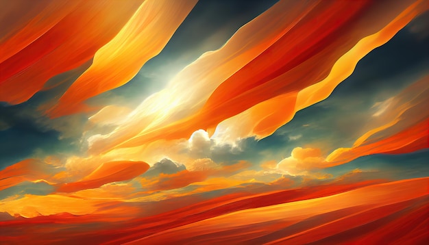 Fiery orange sunset sky Colorful colors of dawn Incredible beautyA beautiful and colorful abstract nature background Illustration 3d