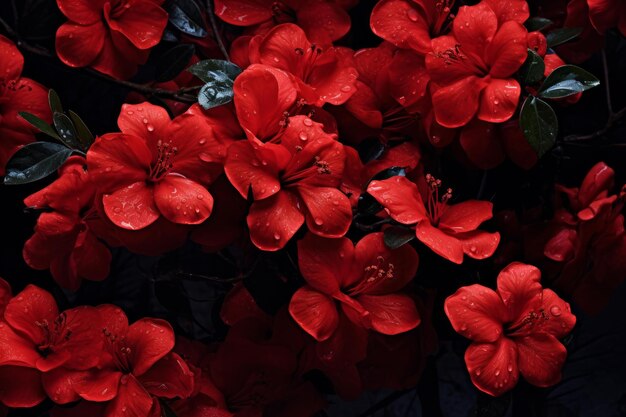 Photo fiery red flowers leaves generate ai