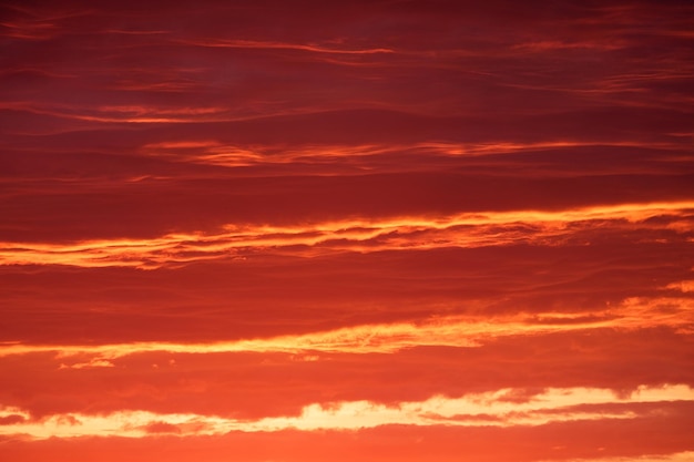 Fiery red sky at sunset