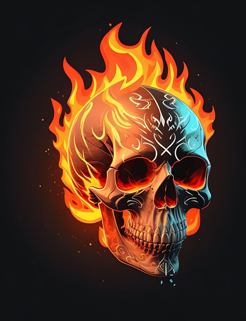 Fiery Skull for Background photo