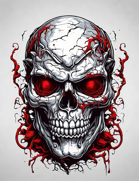 티셔츠 디자인을 위한 Fiery Skull 터 일러스트레이션
