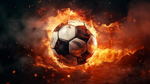 A fiery soccer ball during a game Generate Ai