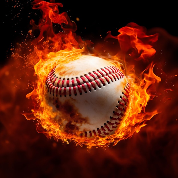 Fiery Softball Intensity Power Sports Heat AI Generated