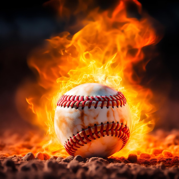 Fiery Softball Intensity Power Sports Heat AI Generated