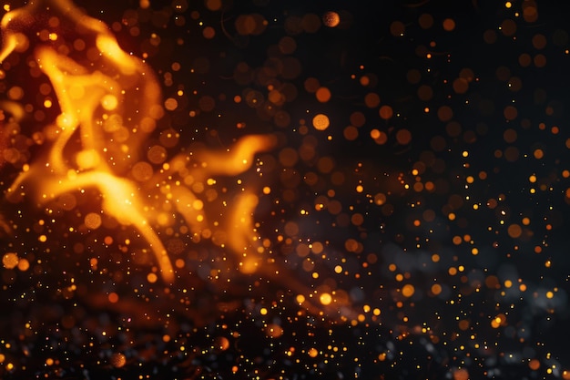 Fiery sparks on black background abstract flaming wallpaper