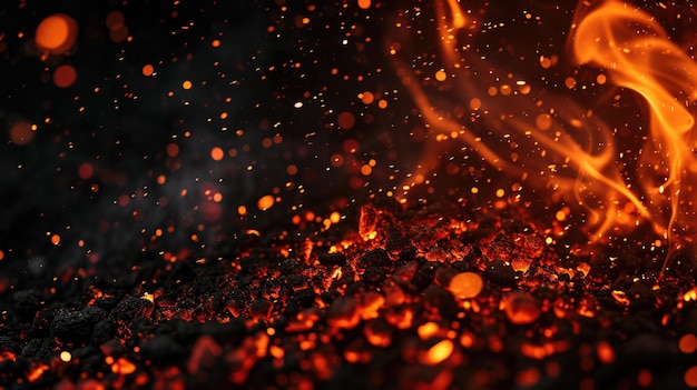 Fiery Sparks on Dark Background