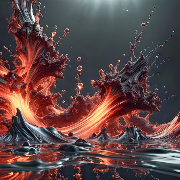 Photo fiery splashes on a dark surface