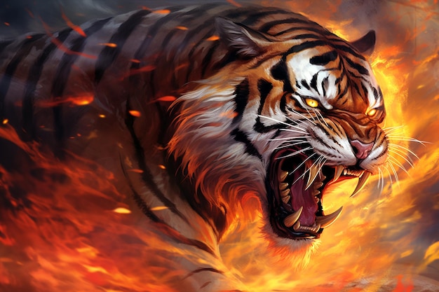 Fiery tiger portrait