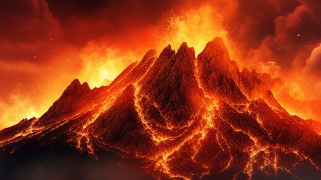 Fiery volcano eruption gradient background