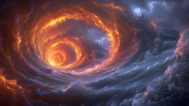 Fiery Whirlwind Over the Ocean