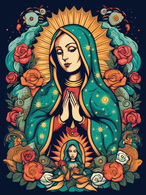 Fiesta de la virgen drawing AI generated