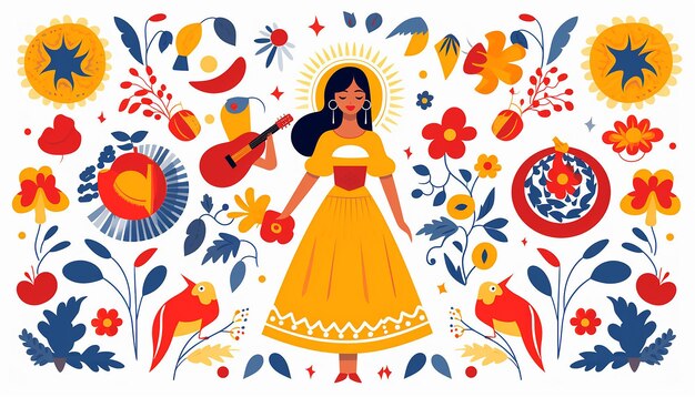 fiesta de la virgen flat design