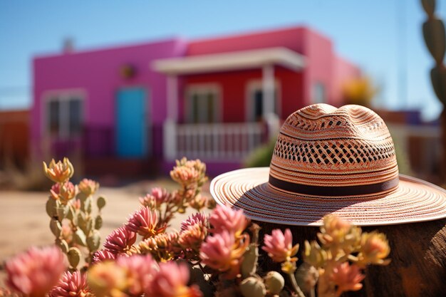 Fiesta flair colorful sombrero hanging on wooden wall