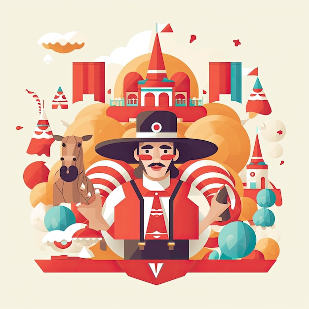 Fiestas patrias chile concept illustration flat art design ai generated