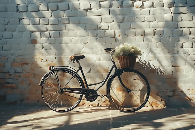 Fiets als silhouet IJzeren poort schaduw gegoten op muur Intricate Creatieve foto van elegante achtergrond