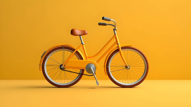 Foto fiets op een witte en gele achtergrond 3d-rendering