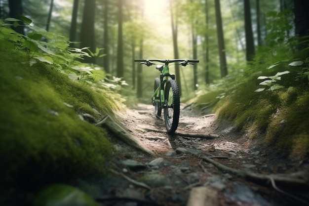 Fietsen door het bos Zomeravontuur Generatieve AI