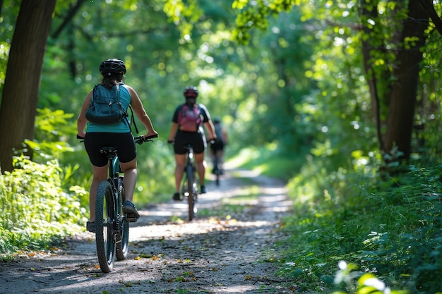 Fietsen langs een schilderachtig pad in het bos