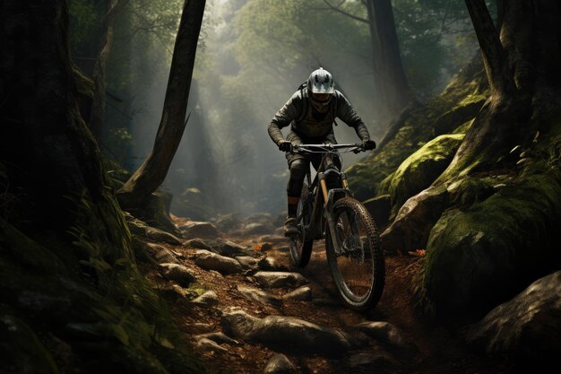 Fietsen tussen paden en bomen in de wildernis