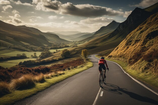 Fietser met een moderne racefiets die tracks verkent Generatieve AI