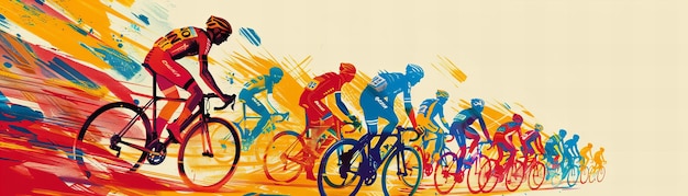 Fietsers in een race sketch Dynamisch bewegingsconcept in een handgetekende stijl Tour de france competiotion