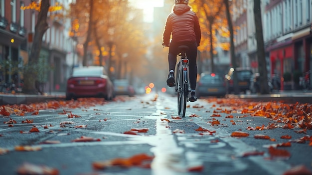 Fietsers pendelen door de stad