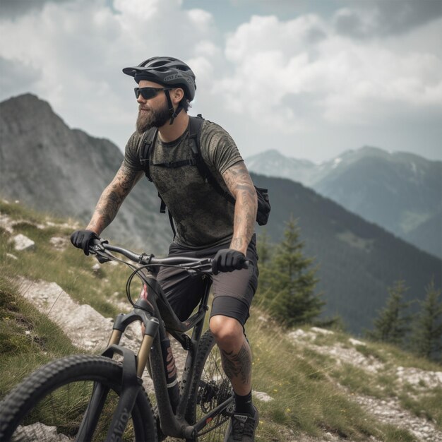 Fietsrace op een bergpad