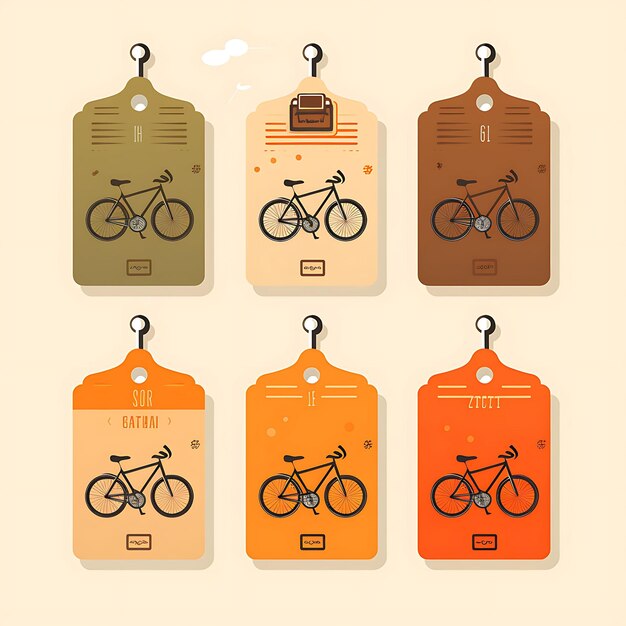 Foto fietswinkel tag card gerecycled karton retro design bruin 2d vector design collectiekaart plat