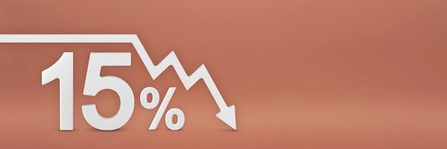 Photo fifteen percent the arrow on the graph is pointing down stock market crash bear market inflation eco