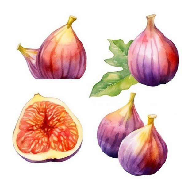 Photo fig depicted in watercolor artwork