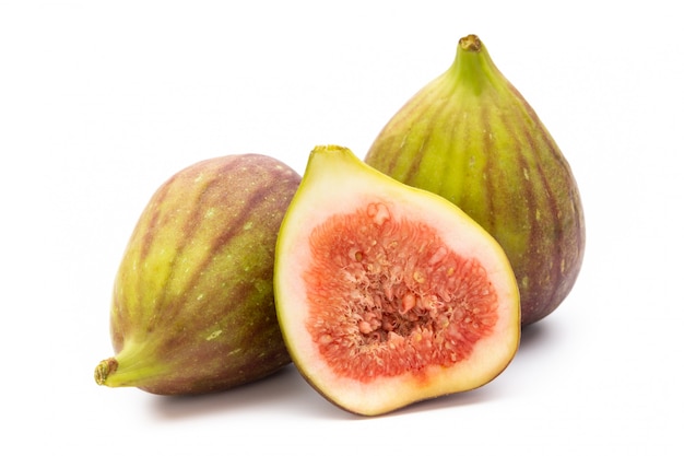 Fig fruit geïsoleerd op wit. Bovenaanzicht.