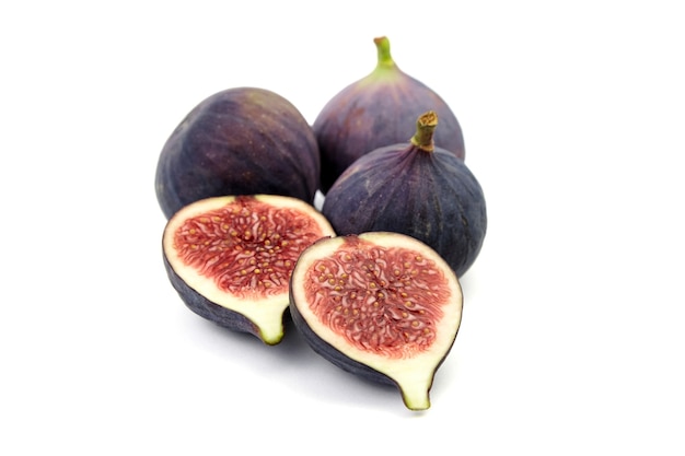 Fig fruit with ripe red half isolated on white background