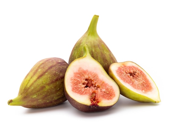 Fig fruits isolated on white background Top view Flat lay pattern