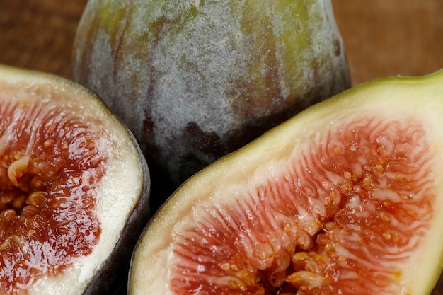 Fig on rustic wooden table