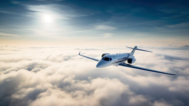 A fighter jet is flying in the sky with the sun shining on it.