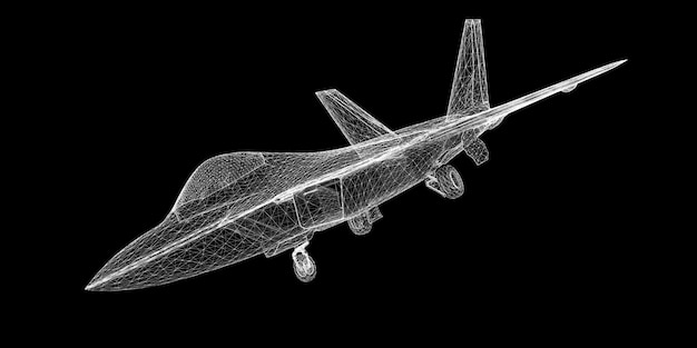 Fighter Plane model, body structure, wire model