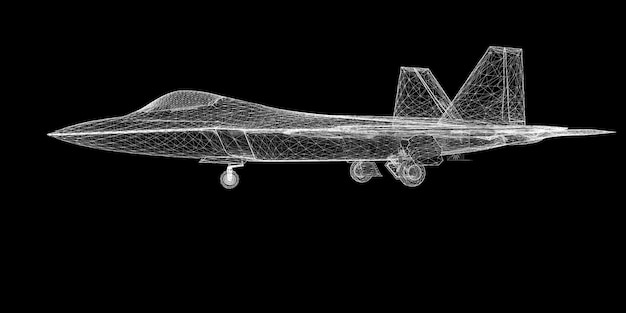 Fighter Plane model, body structure, wire model