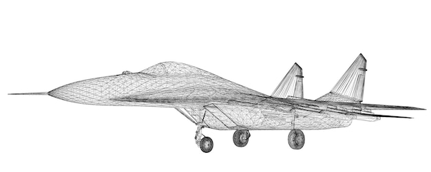 Fighter Plane model, body structure, wire model