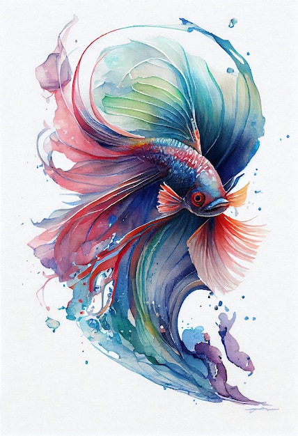 FIGHTING FISH, fish-colored vector, shirt design, fish design sea creatures watercolor art decor