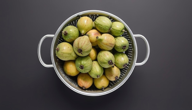 Figs in a colander organic fruit Isolated on white background