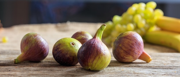 Figs on a wooden surface