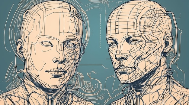 Рисунок бионического лица Generative AI