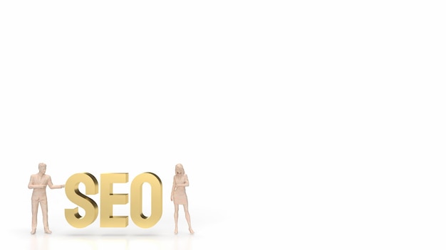 The figure and gold text seo on white background 3d rendering